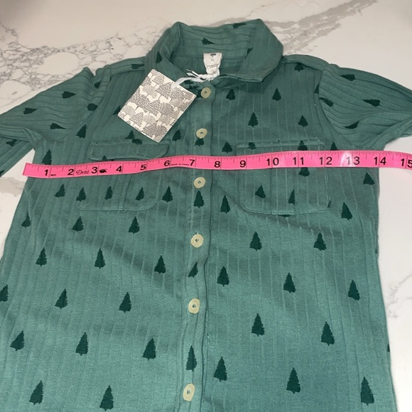 Kate Quinn Kids Green Tree Button up Collar Pocket Shirt 6 - Picture 9 of 10